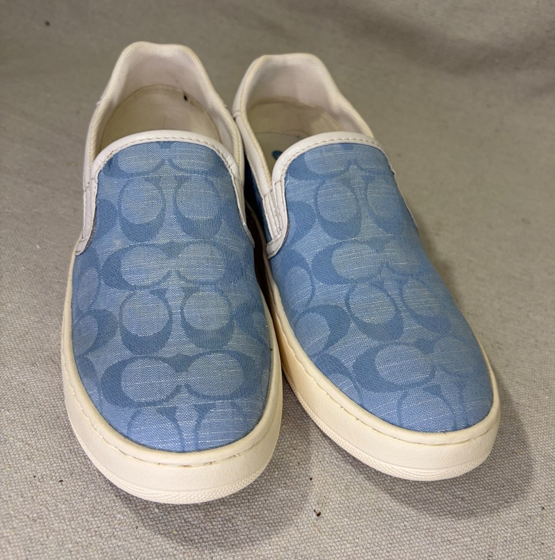Coach CA448 Signature Canvas Slip-On Sneaker Women’s 5B Blue White