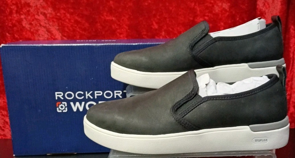 Rockport Works RK643 Women’s 7 Slip On Composite Toe Safety Work Shoes Black NIB