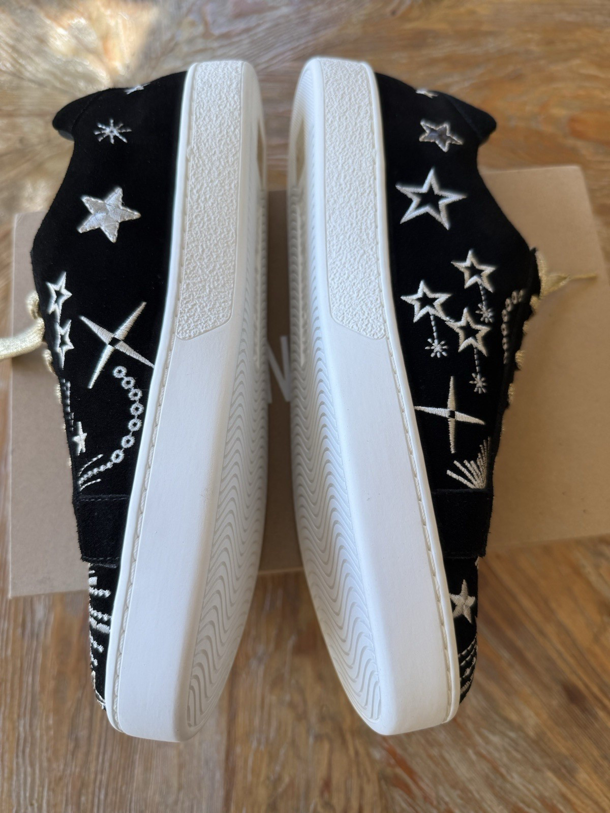New in Box Johnny Was Lace Up Celestial Embroidered Suede Sneakers Size 9