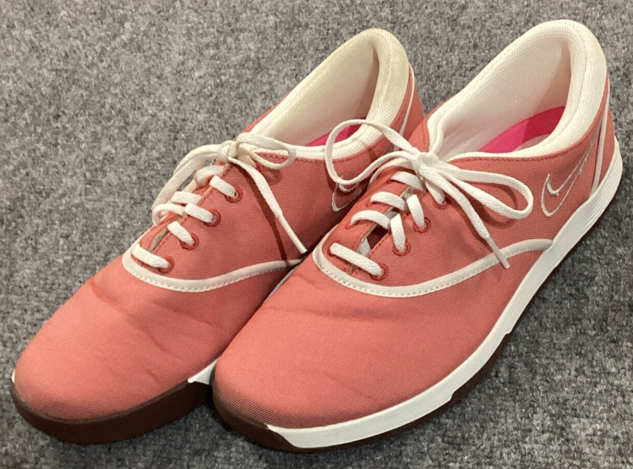 Nike Golf Shoes Womens 8 Pink Lunarlon Duet Spikeless Redwood 549593-800 Lace