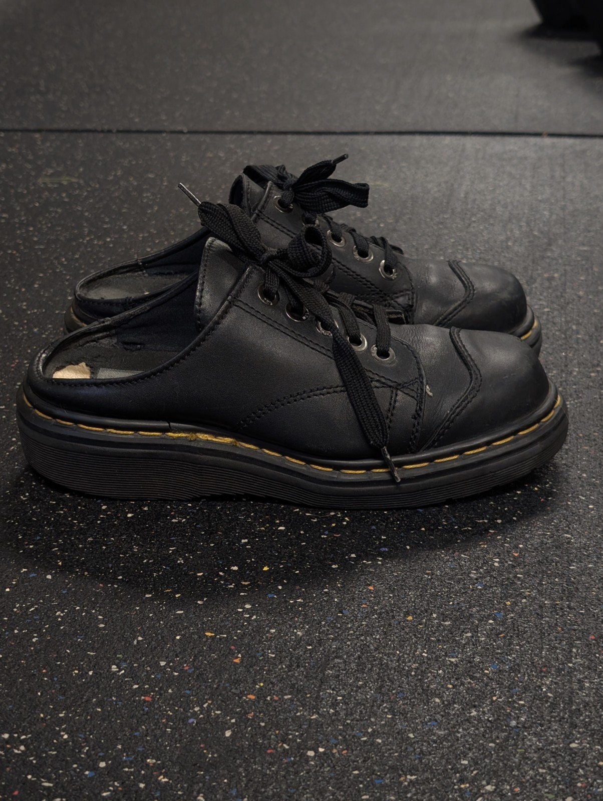 Black Dr Martens 9936 chunky oxford mules shoes england UK 6 US Womens 8