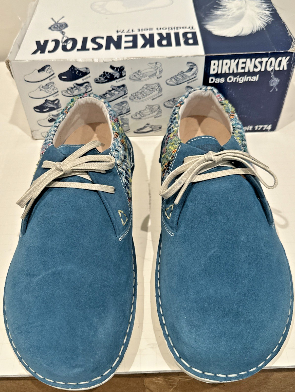 Birkenstock Size EU 42 US W11M9 Narrow Memphis Shoes Suede Textile Petrol Blue