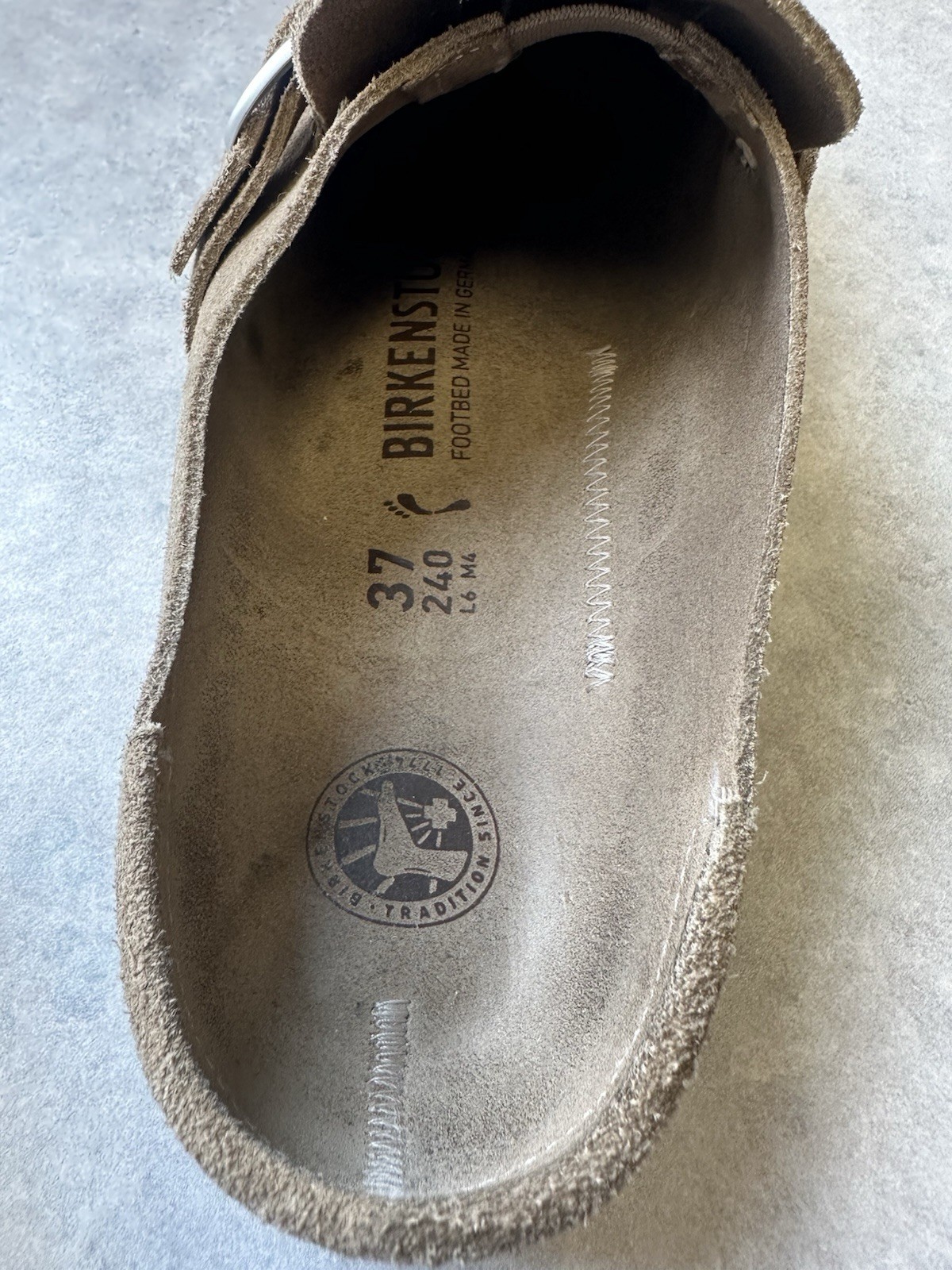 Birkenstock Buckley Clog Gray Taupe Suede Size 37