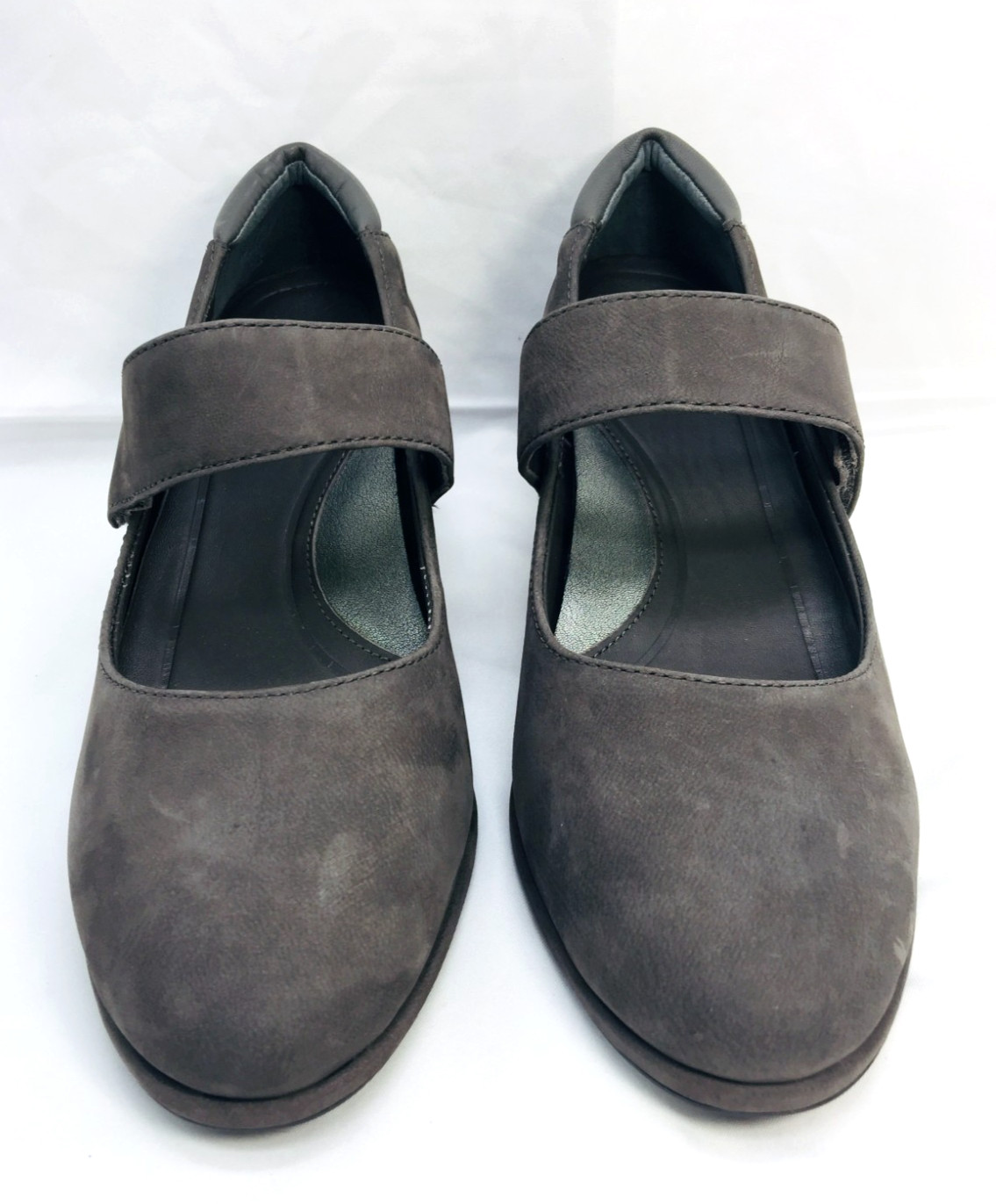 NEW Nurture Mary Janes Womens Shoes Sz 8M Gray Suede Wedge Heel Hook/Loop Strap