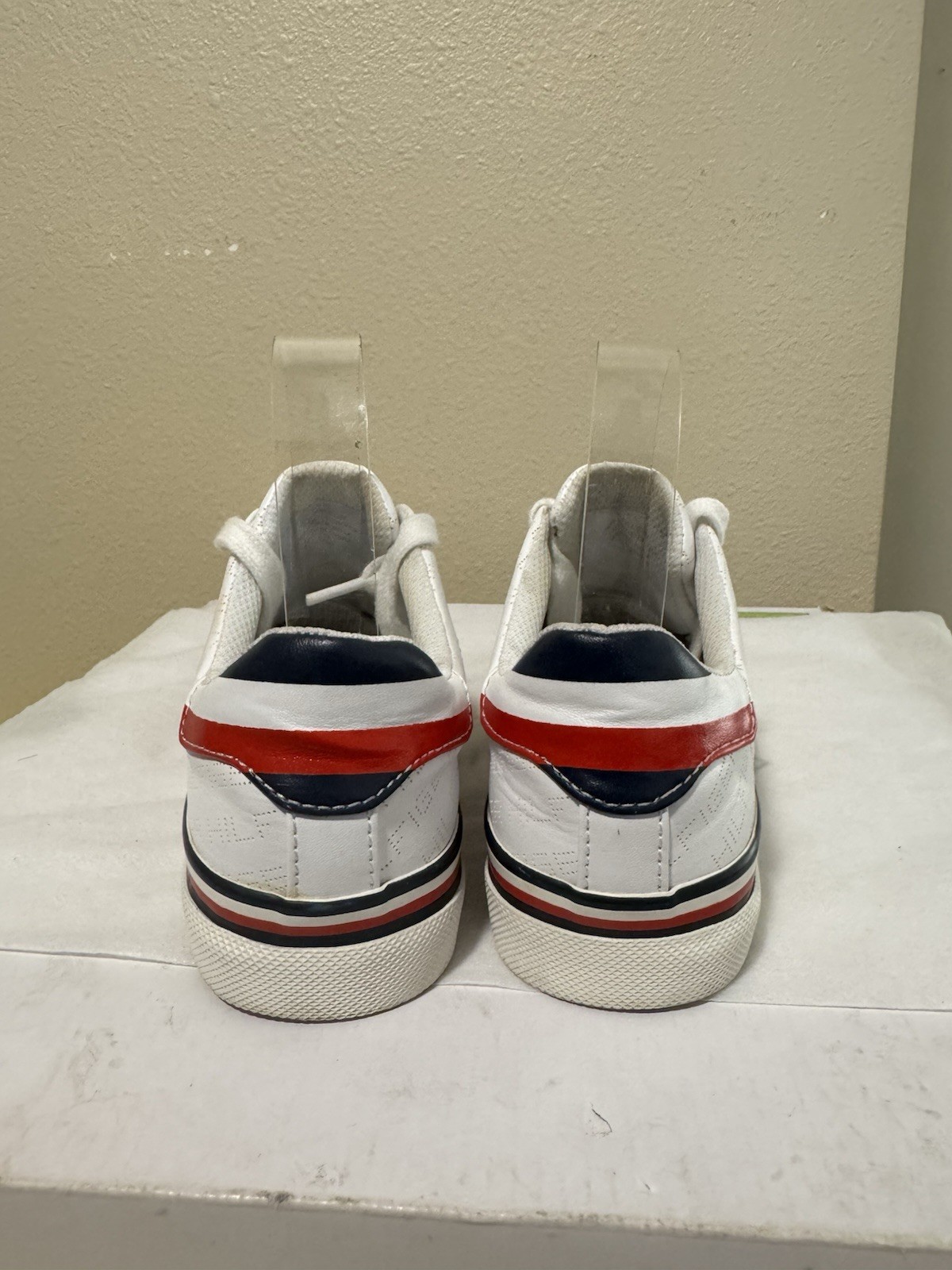Tommy Hilfiger TWFalcor Women’s White Logo Lace-Up Sneakers Red/Blue Accent US 6