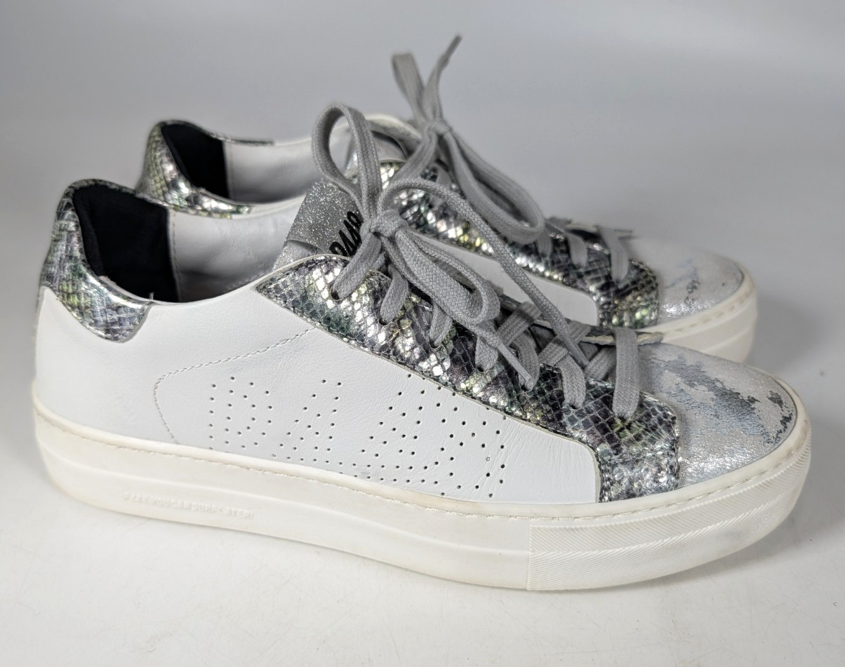 P448 Thea Women’s Size 40 / 9.5-10 Sneakers Metallic White Multi Shimmer Snake