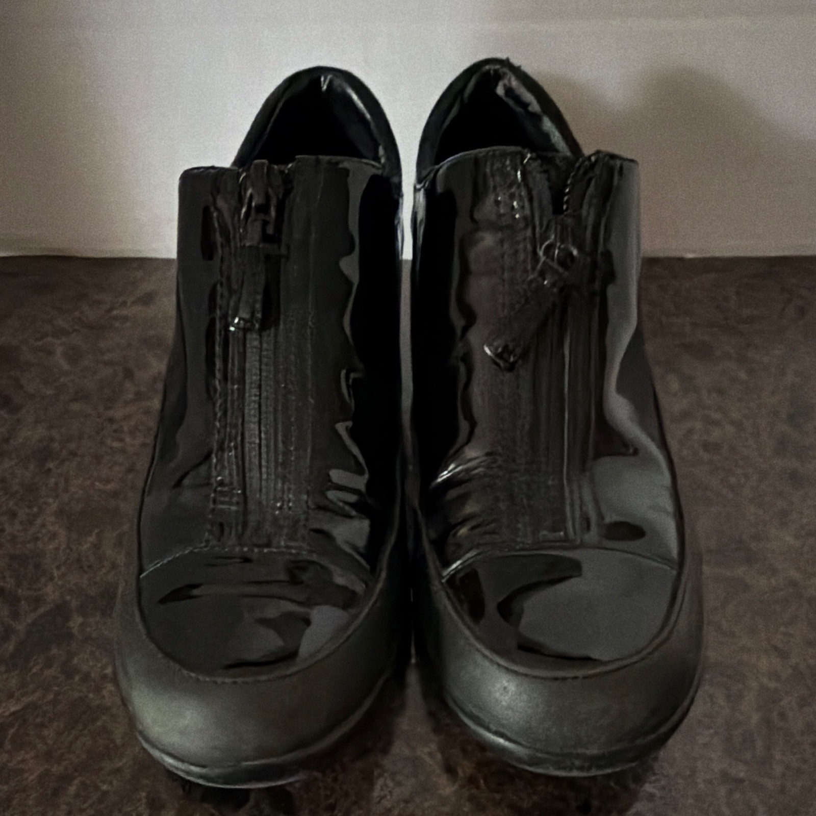 Cole Haan Women’s Black Patent Leather Waterproof Zip Wedge Sneaker 7B