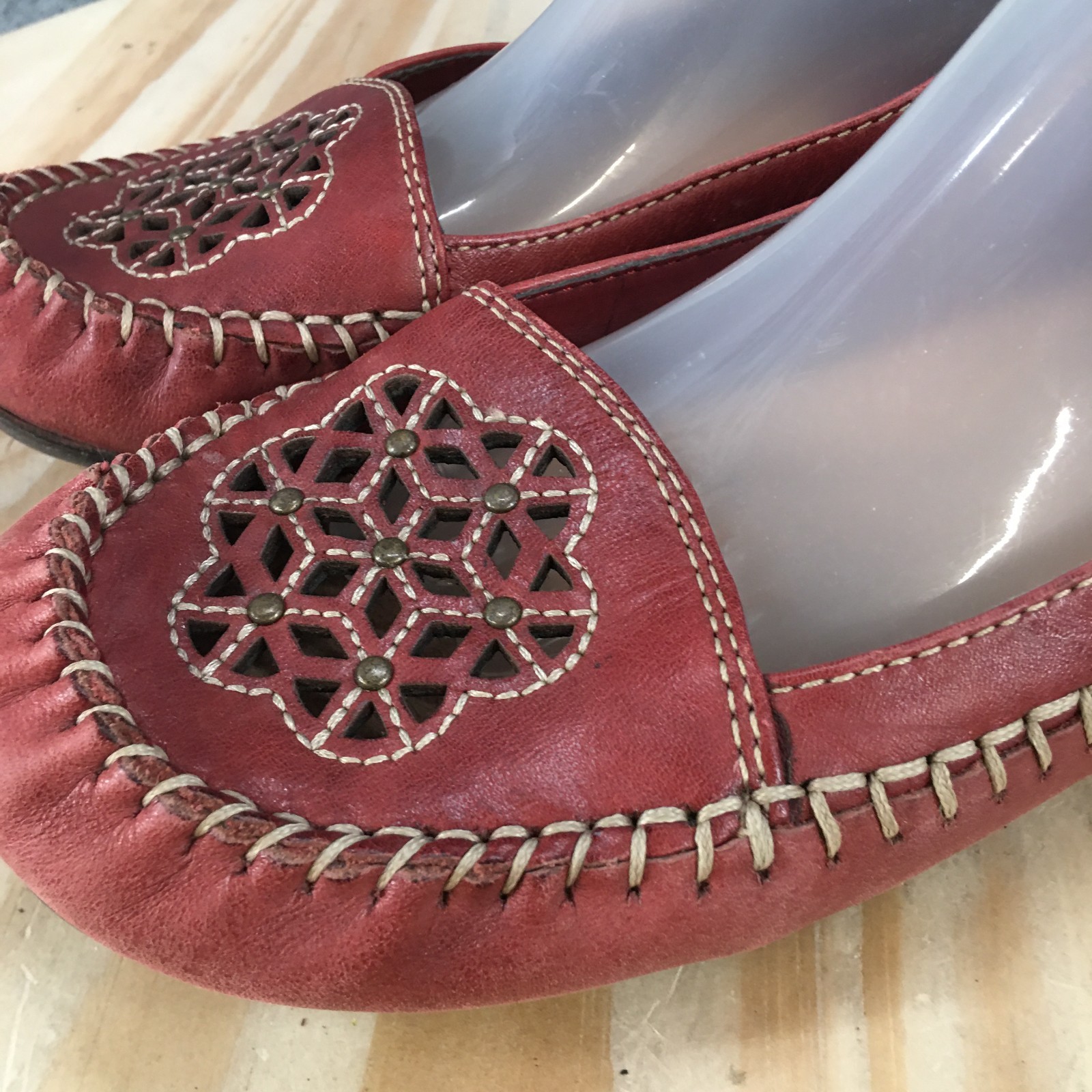 Earth Origins Shoes Womens 6.5 M Red Leather Princess 2011S Ballet Flats Comfort