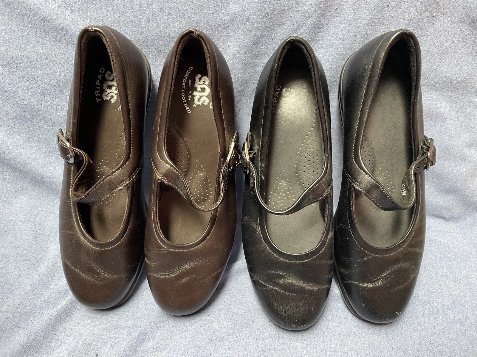 SAS Maria 2 Pair Brown And Black Leather Mary Jane Shoes Tripad Comfort 6.5 M