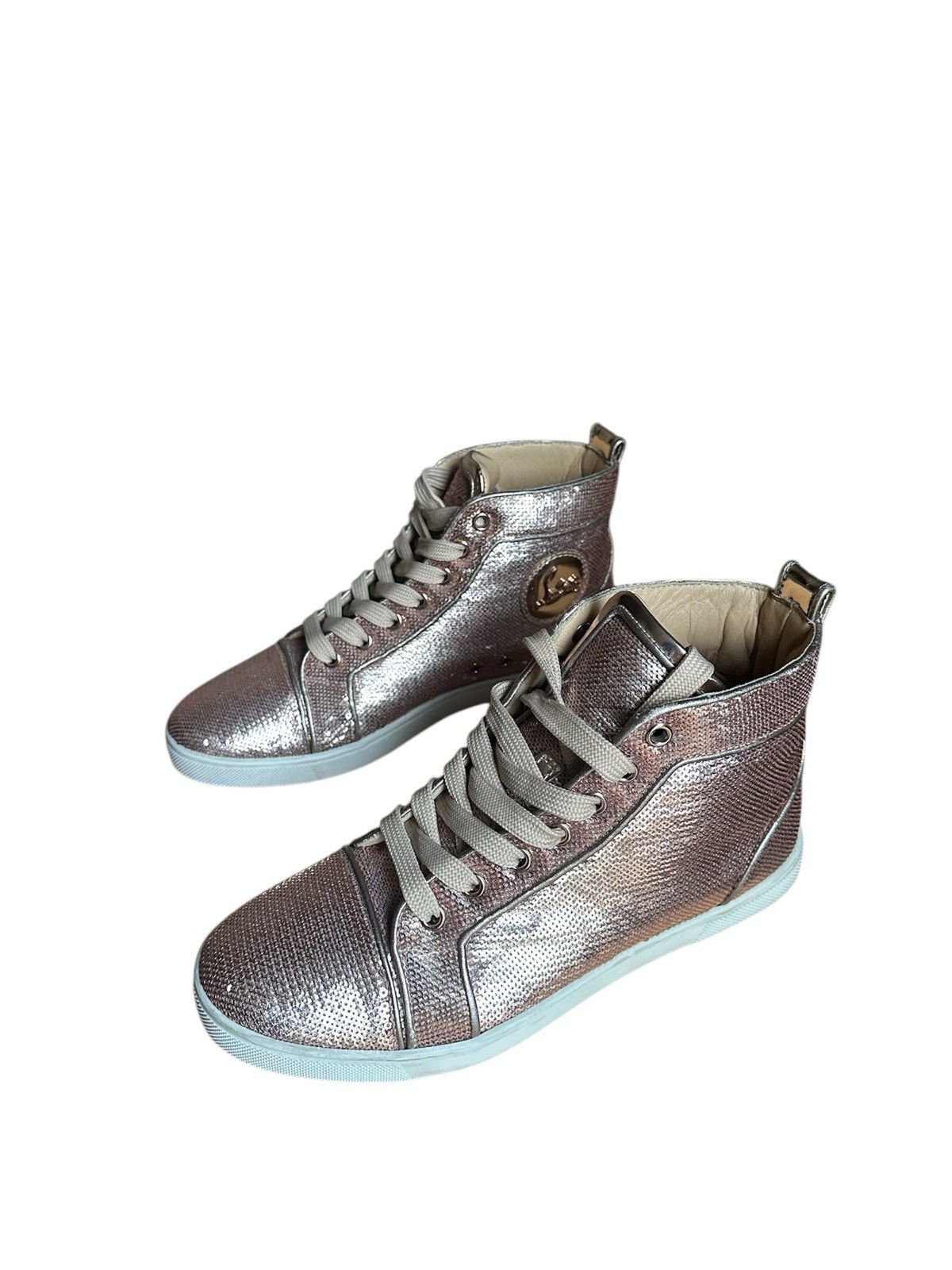 Christian Louboutin BIP BIP Woman Orlato Sequin Hi High Top Sneakers