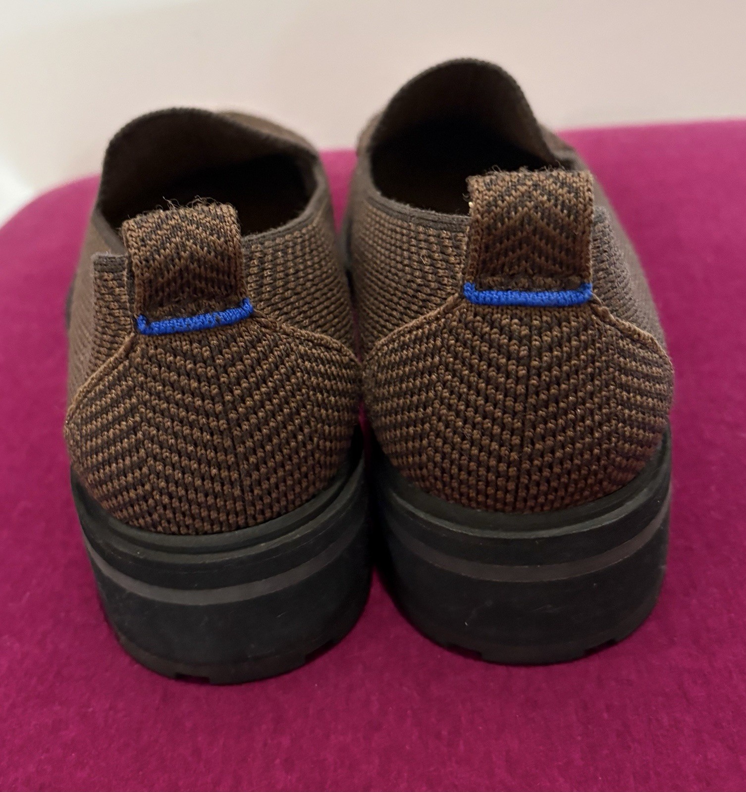 Rothy’s Women’s The Lug Loafer Brown Herringbone Knit Shoes Size 6.5