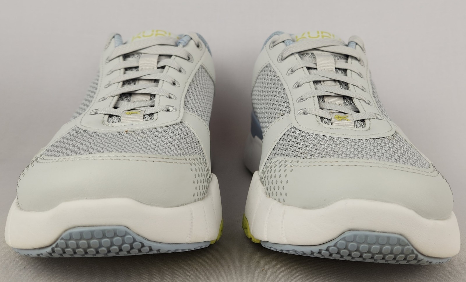 KURU Quantum 2.0 Womens Shoes Sz 9.5 M Dove Gray Pale Lime Lace Up Mesh Sneakers