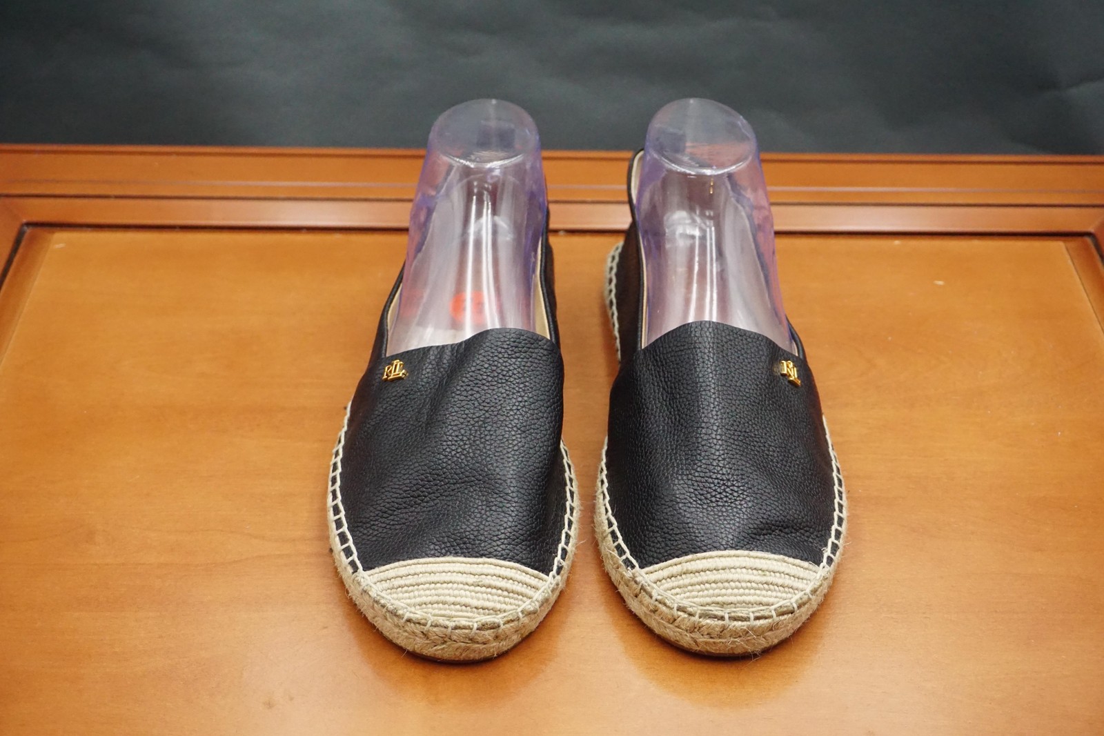 Lauren Ralph Lauren Cameryn Espadrille Shoes Womens 11 US Black Leather Slip On