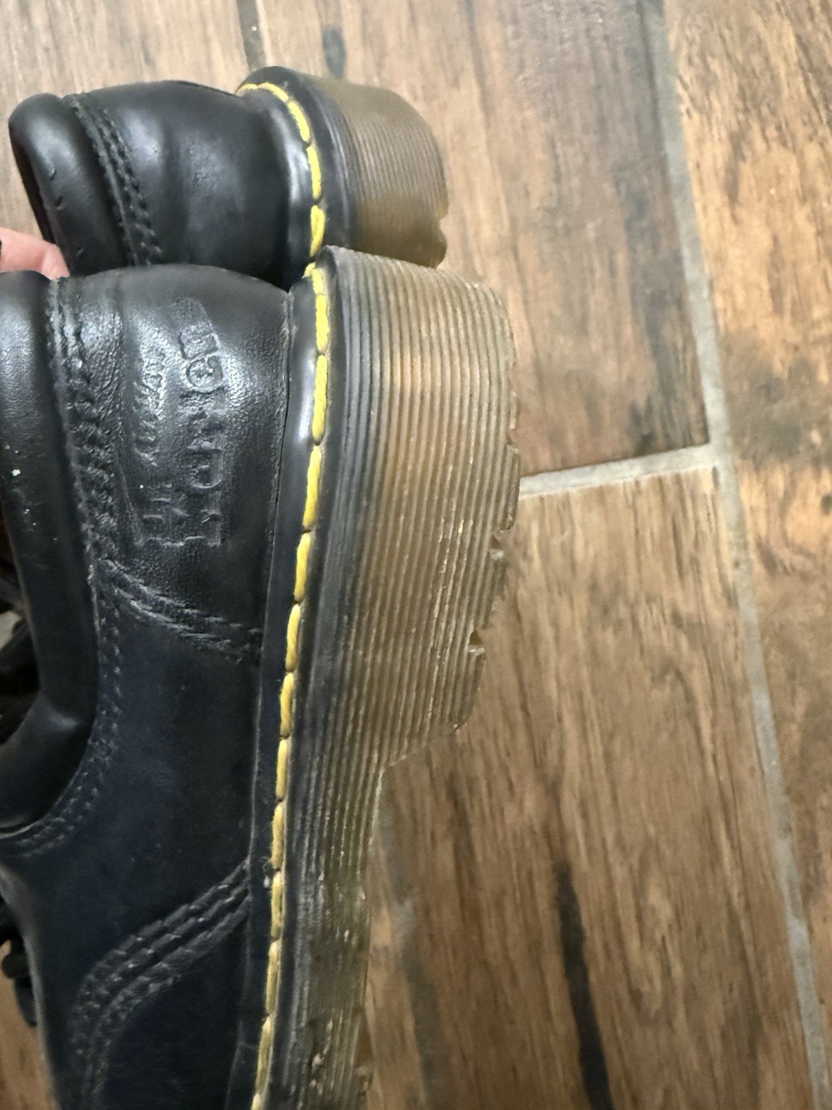 Dr Doc Martens Chunky Oxford Shoes Men 5 Women 6 Black Leather Lace Up 8053 Quad