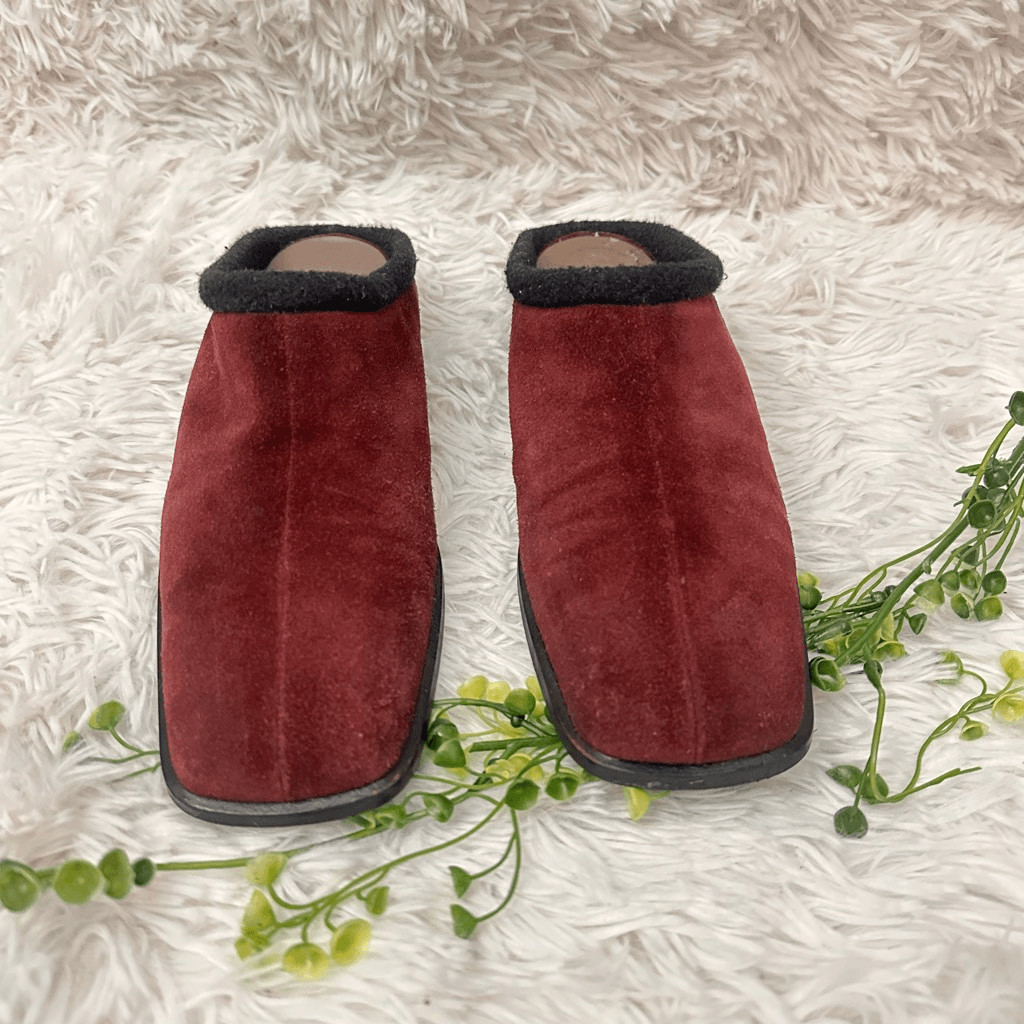 Bally Made in Italy Baleares Maroon Suede Slip On Square Toe Mules size 7M
