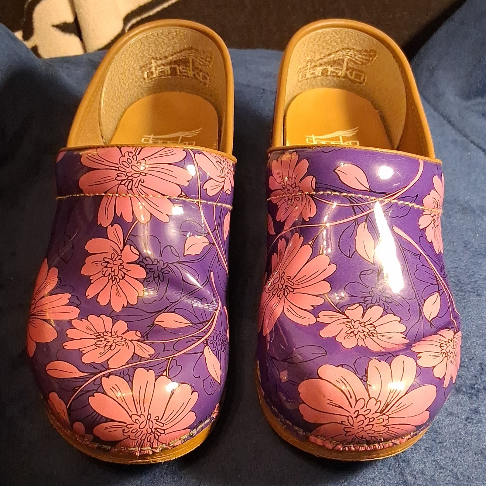 Dansko XP 2.0 Women’s Floral Clog Purple Pink Slip-On Leather EU 37