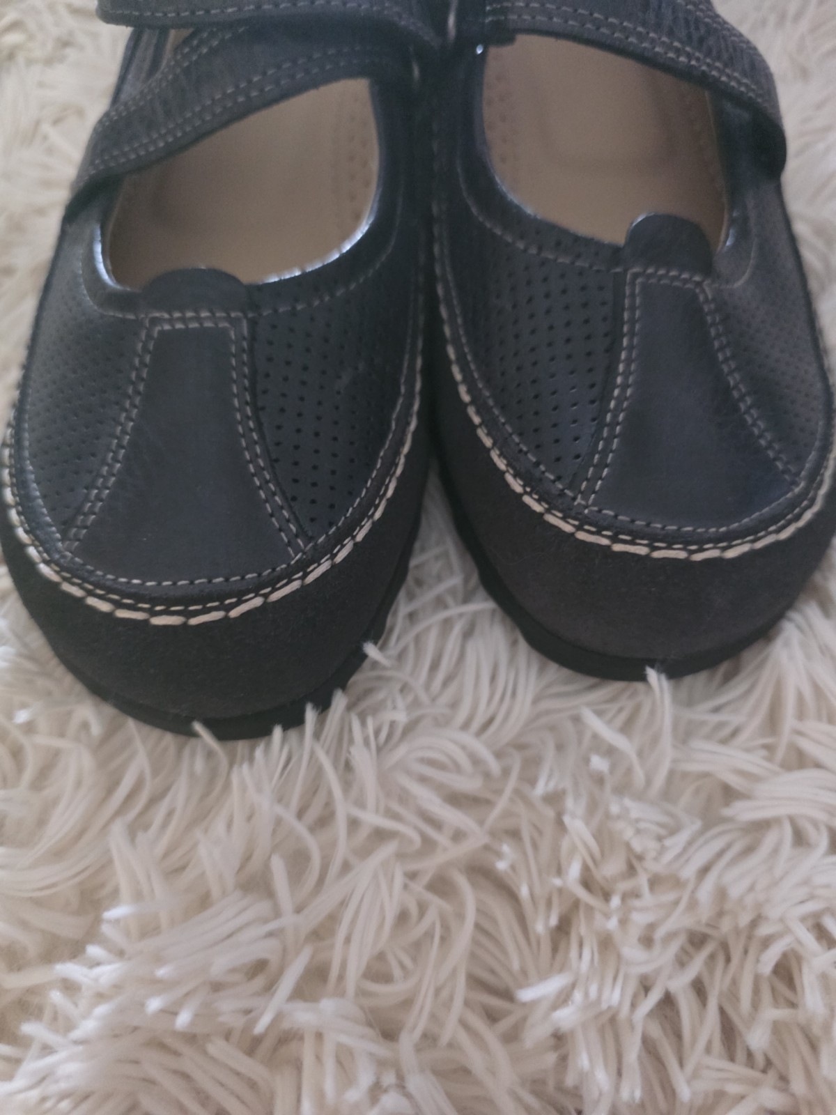 ECCO Shoes Womens 38 Casual Comfort Hook And Loop Mary Jane Black Leather US 7.5