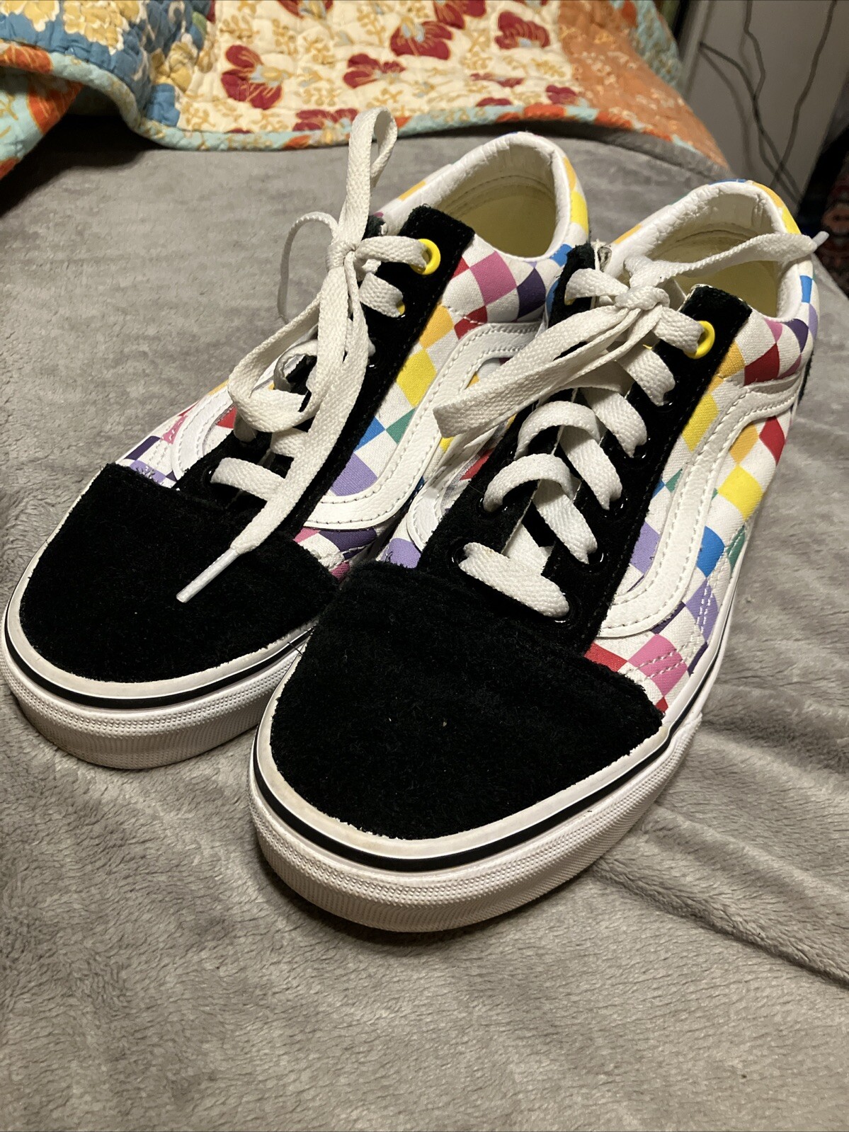 VANS Off the Wall Women’s Black Suede/Color Block Canvas Size W6.5/M5 #721356