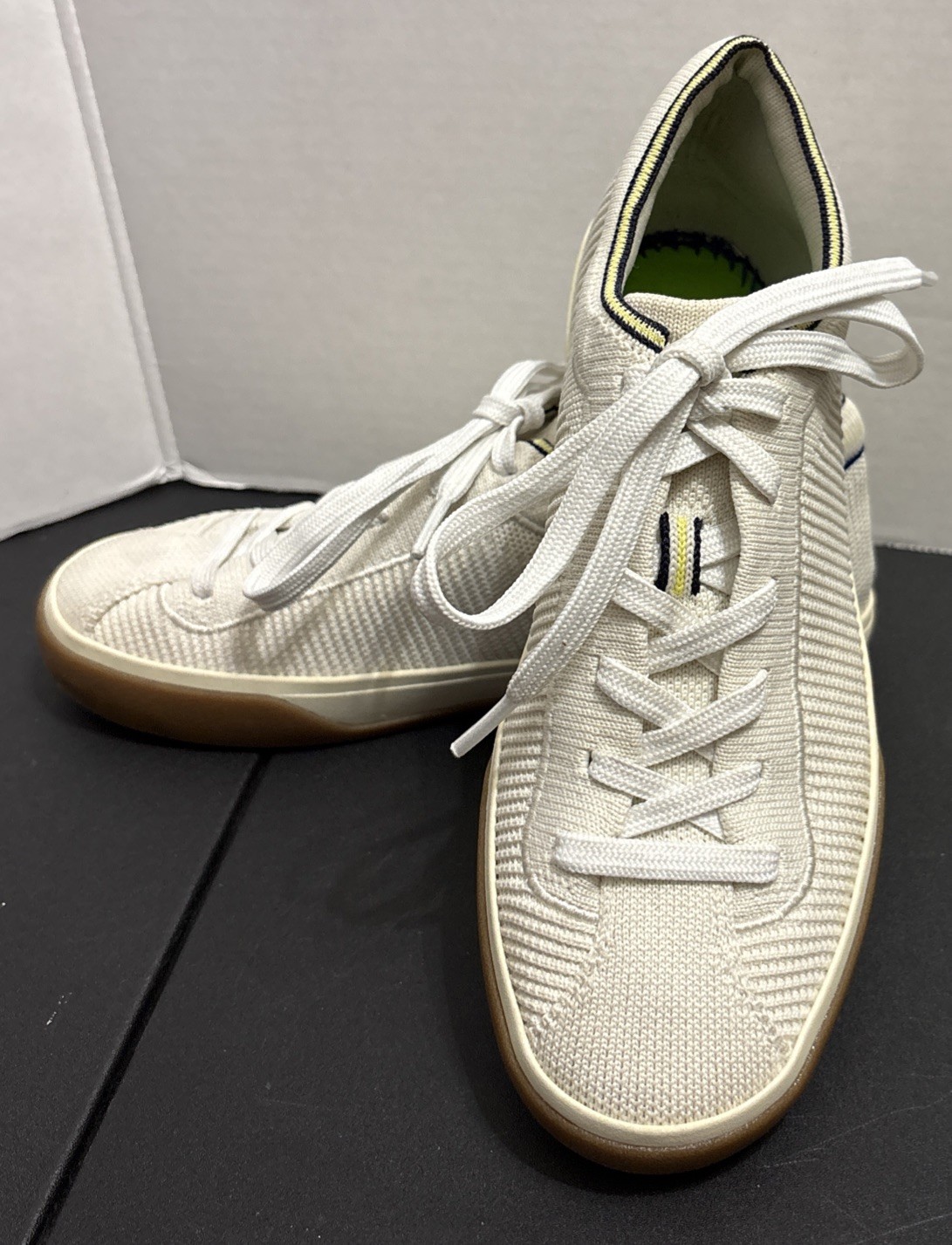 ROTHY’S Casual Shoes Womens Size 6 The Lace Up Blonde Cream Sneakers NO INSOLES