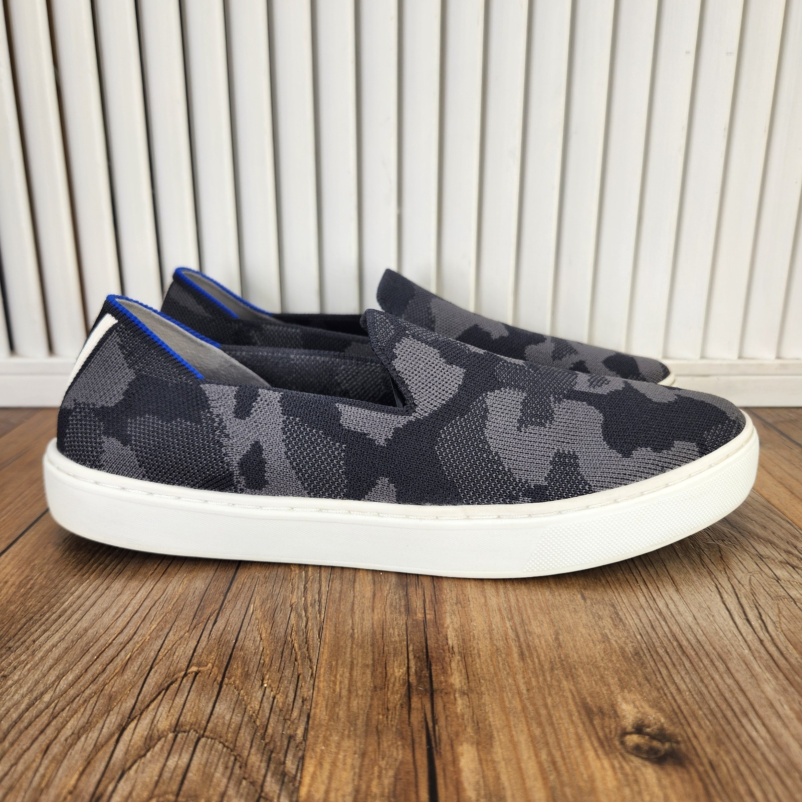 Rothys The Original Slip-On Sneakers Womens Size 8.5 Gray Knit Camo Casual Shoes
