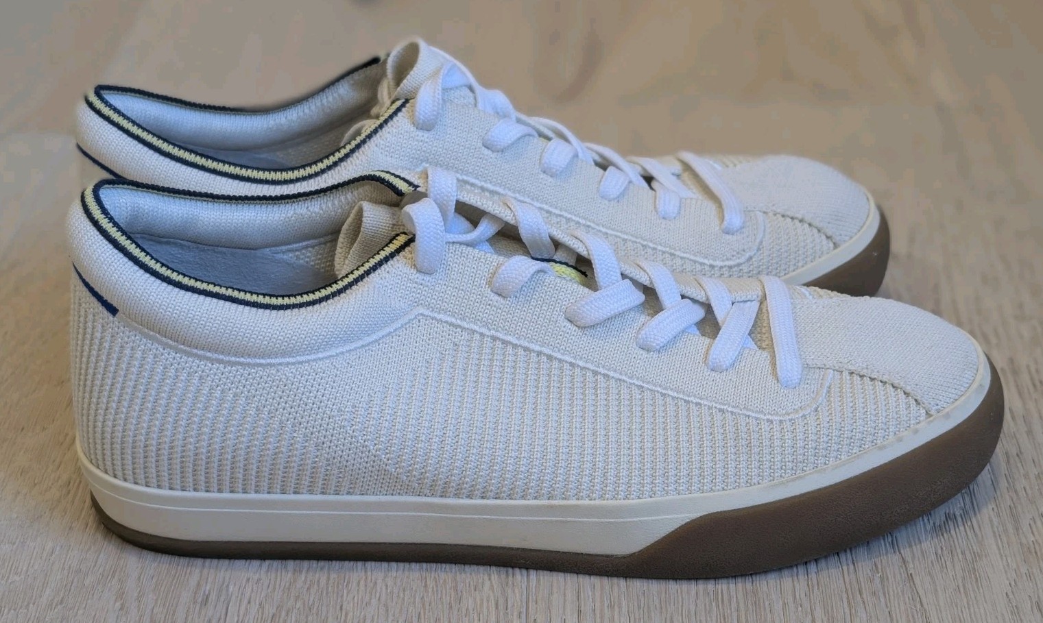 Rothy’s The Lace Up Sneaker Womens 8 Blonde Ivory Knit Comfort Low Top Shoes