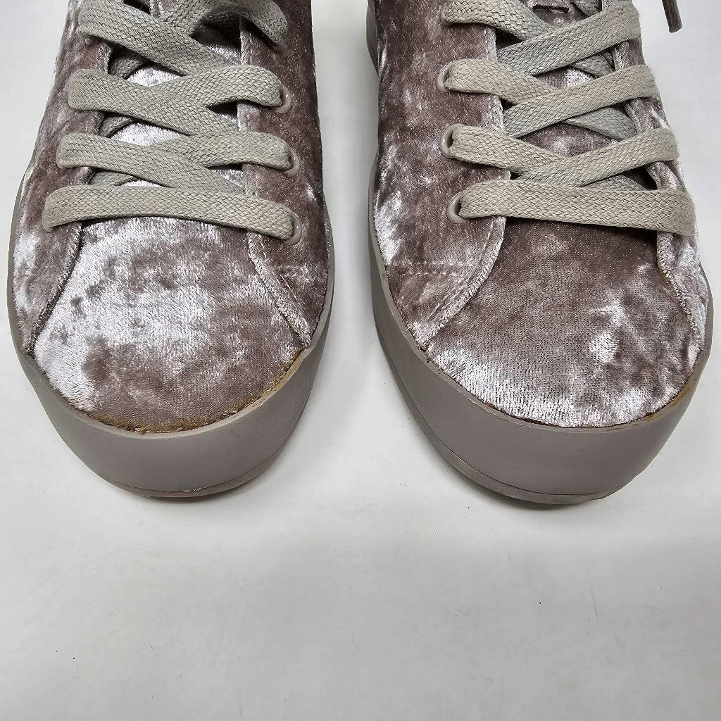 RAG & BONE SNEAKERS DOVE CRUSHED VELVET RB1 LOW TOP SILVER GRAY WOMENS SIZE 7.5