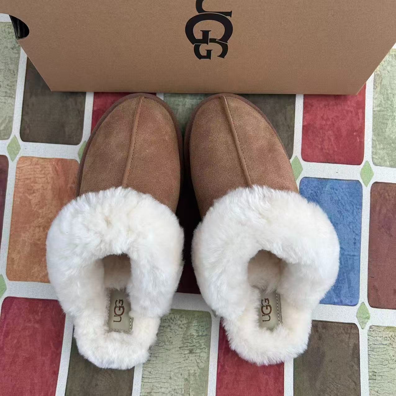 UGG Scuffette II Women’s Shoes Chestnut Suede Upper Wool Slippers with Box 6-11