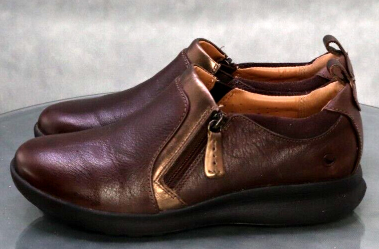 Clarks Unstructured Women’s Mary Jane Loafers Comfort Shoes Size 7 Leather Brown