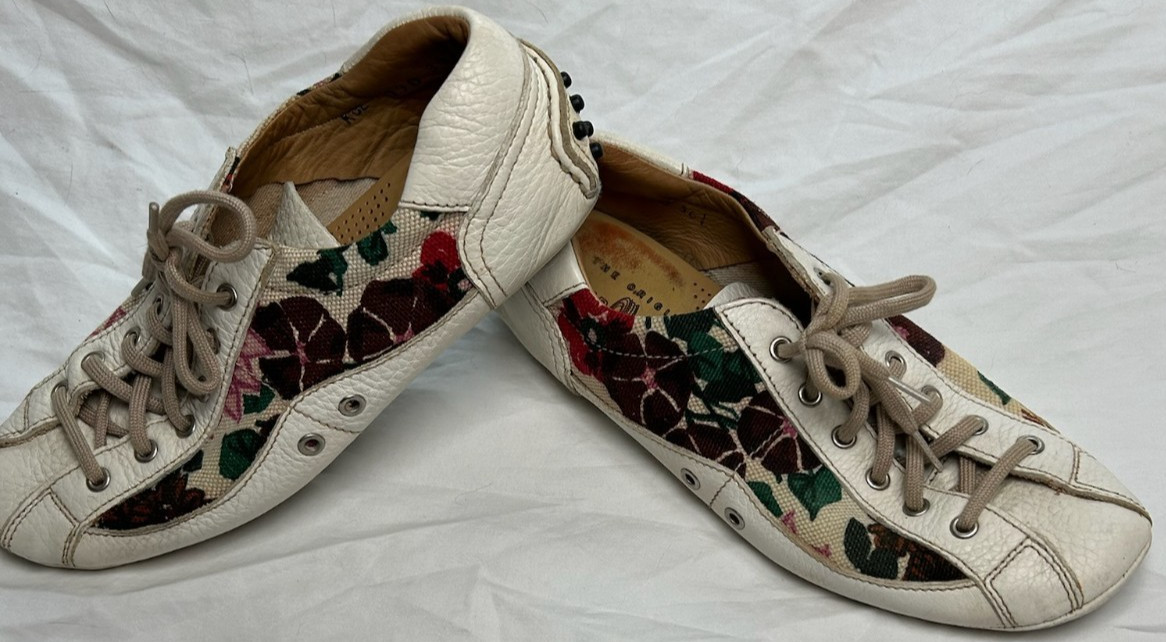 Women’s THE ORIGINAL CAR SHOE Floral & Leather Accents Sneakers Shoes 36.5 6.5
