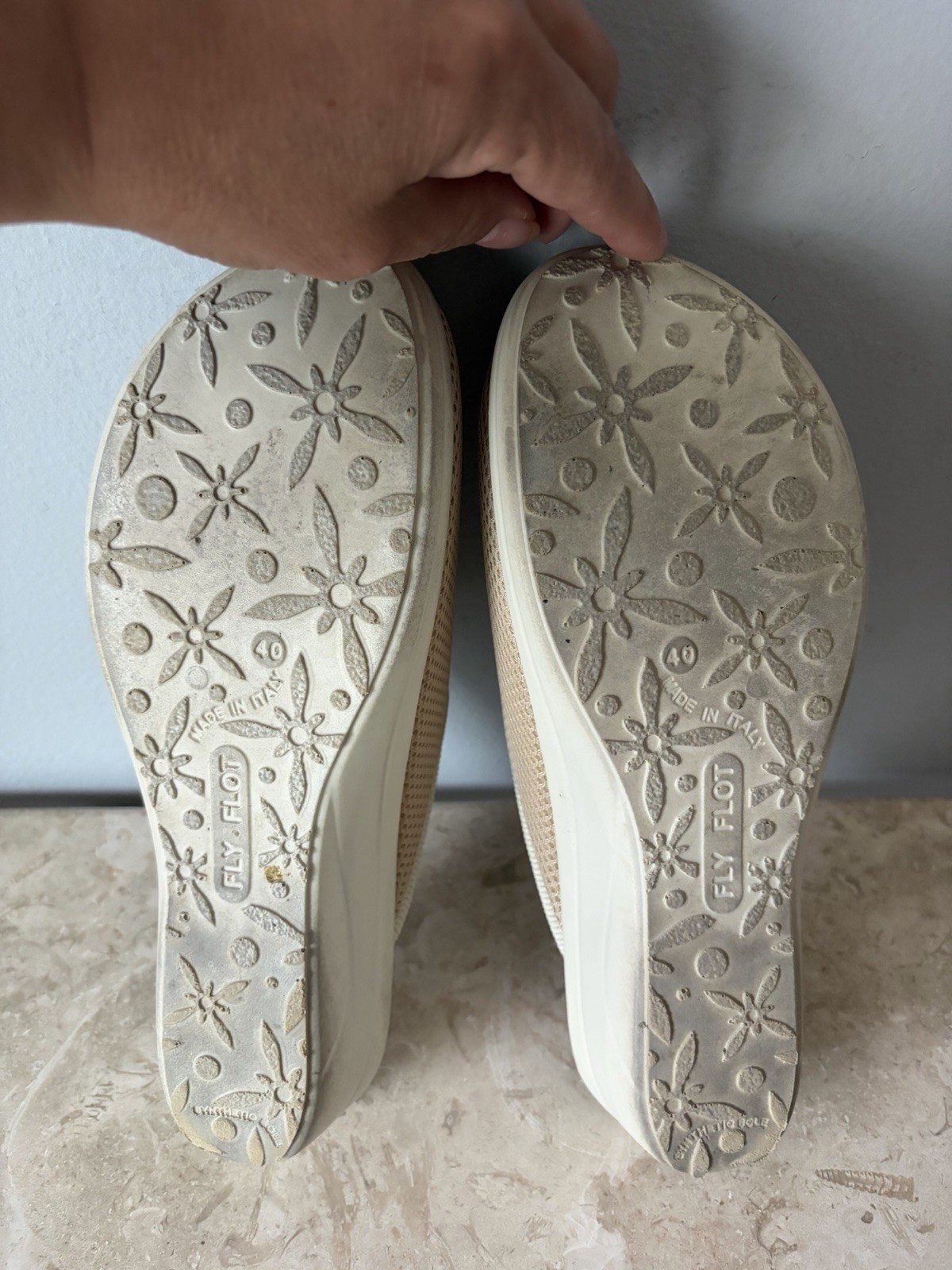 Fly Flot Clogs Women’s 40 US 9 Beige Mesh Anti-Shock Anatomic Mules Italy Made