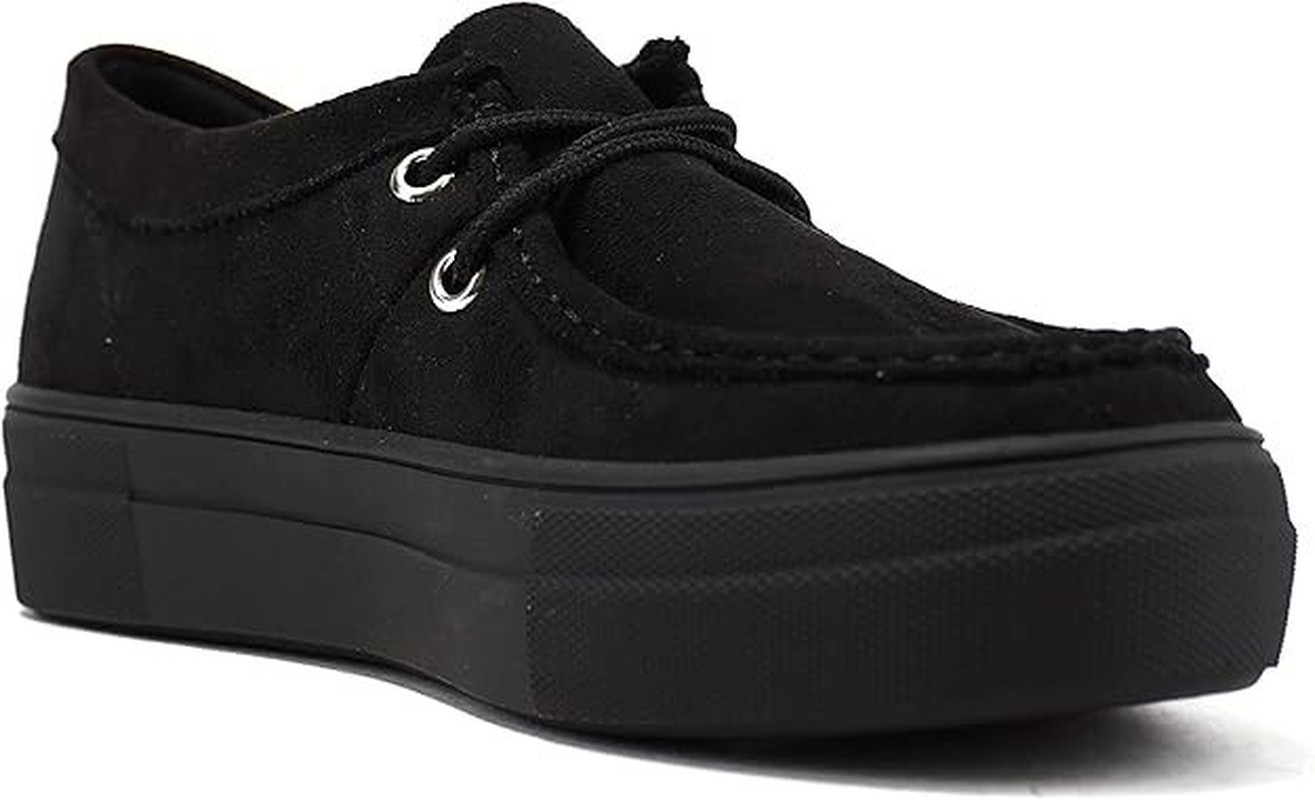 Women Black Suede Slip on Platform Sneakers Comfort Casual Flats Shoes Soda 6.5