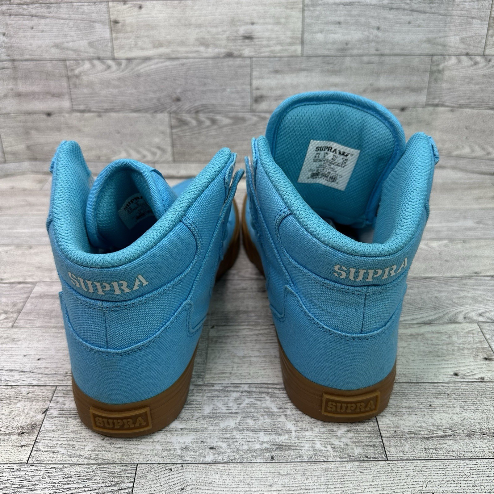 Supra Vaider Women’s 8.5 Shoes High Top Blue Canvas Skate Gum Soles