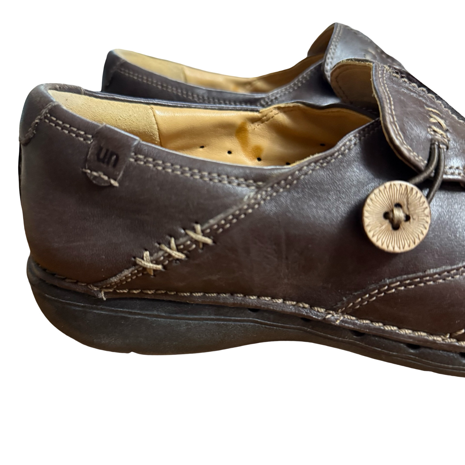 Clarks Un Loop Unstructured Dark Brown Leather Loafers Slip On Comfort Shoes 8 W