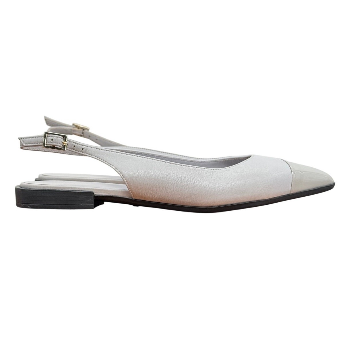 M. Gemi The Camelia Cap Toe Slingback Flat SZ 6.5 Womens Gray Italy Leather Chic