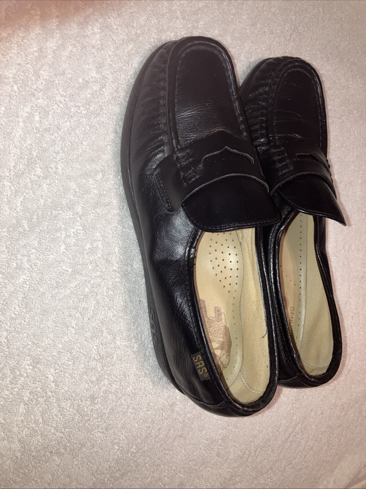 SAS Shoes Genuine Handsewn Black Leather Classic timeless Loafers EXC Condt sz 7