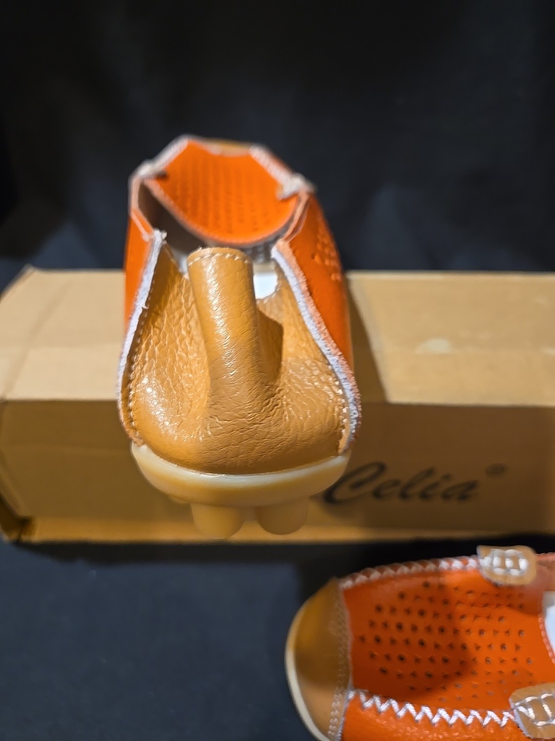 Venus Celia Concise Comfort Women’s Walking Loafers Orange Leather Size US 7 (M)