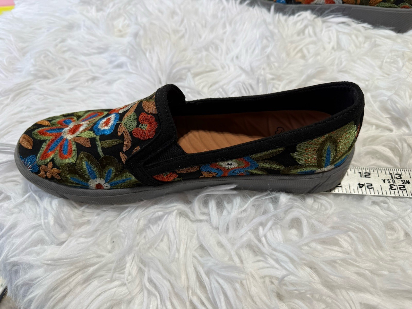 Baretraps Women’s 11 Beech Floral Embroidered Slip-On Casual Shoes Black Boho