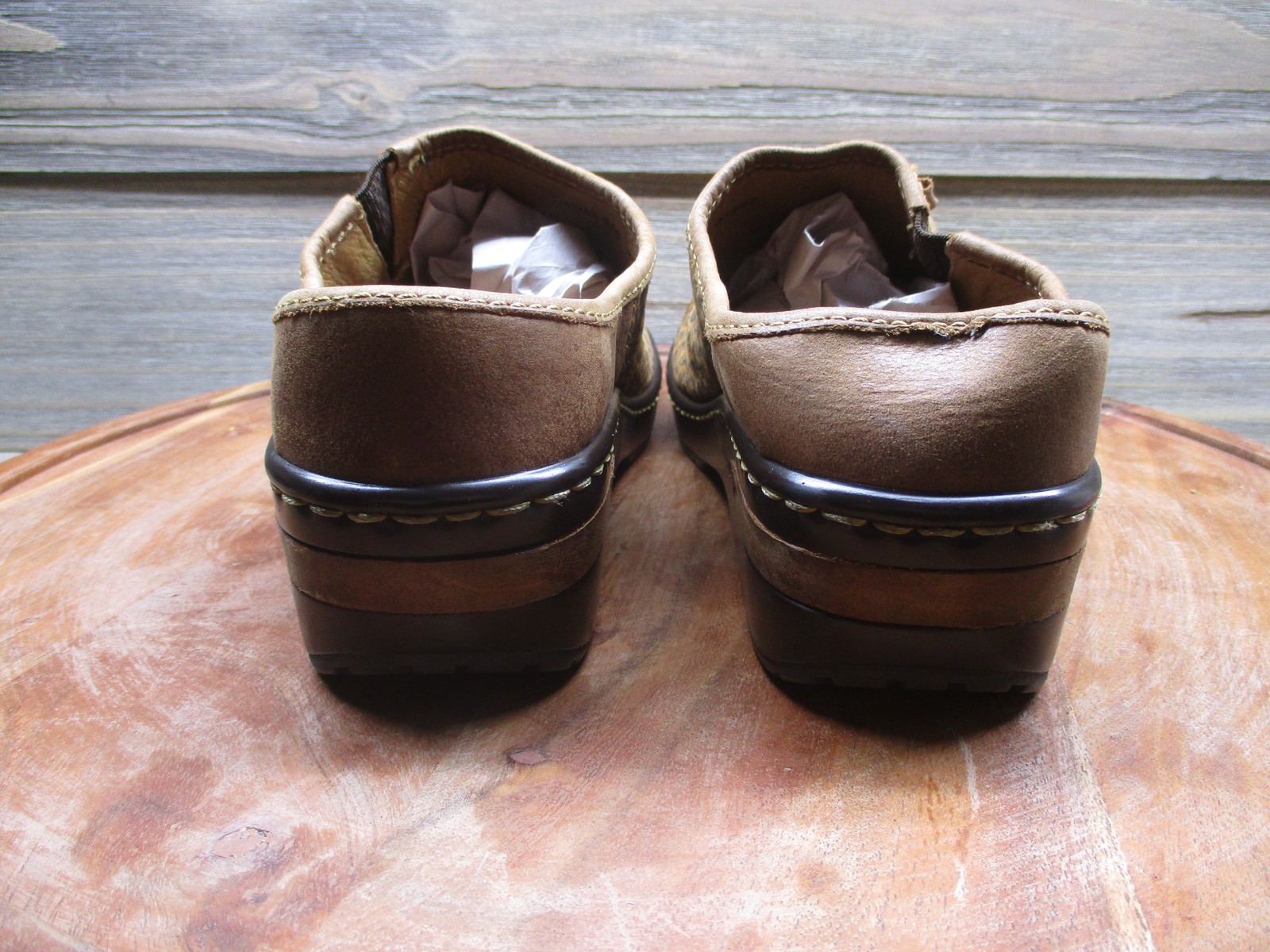 Born Clog Shoes Womens Size 10 Brown Leather Leopard Slip On Comfort W12058