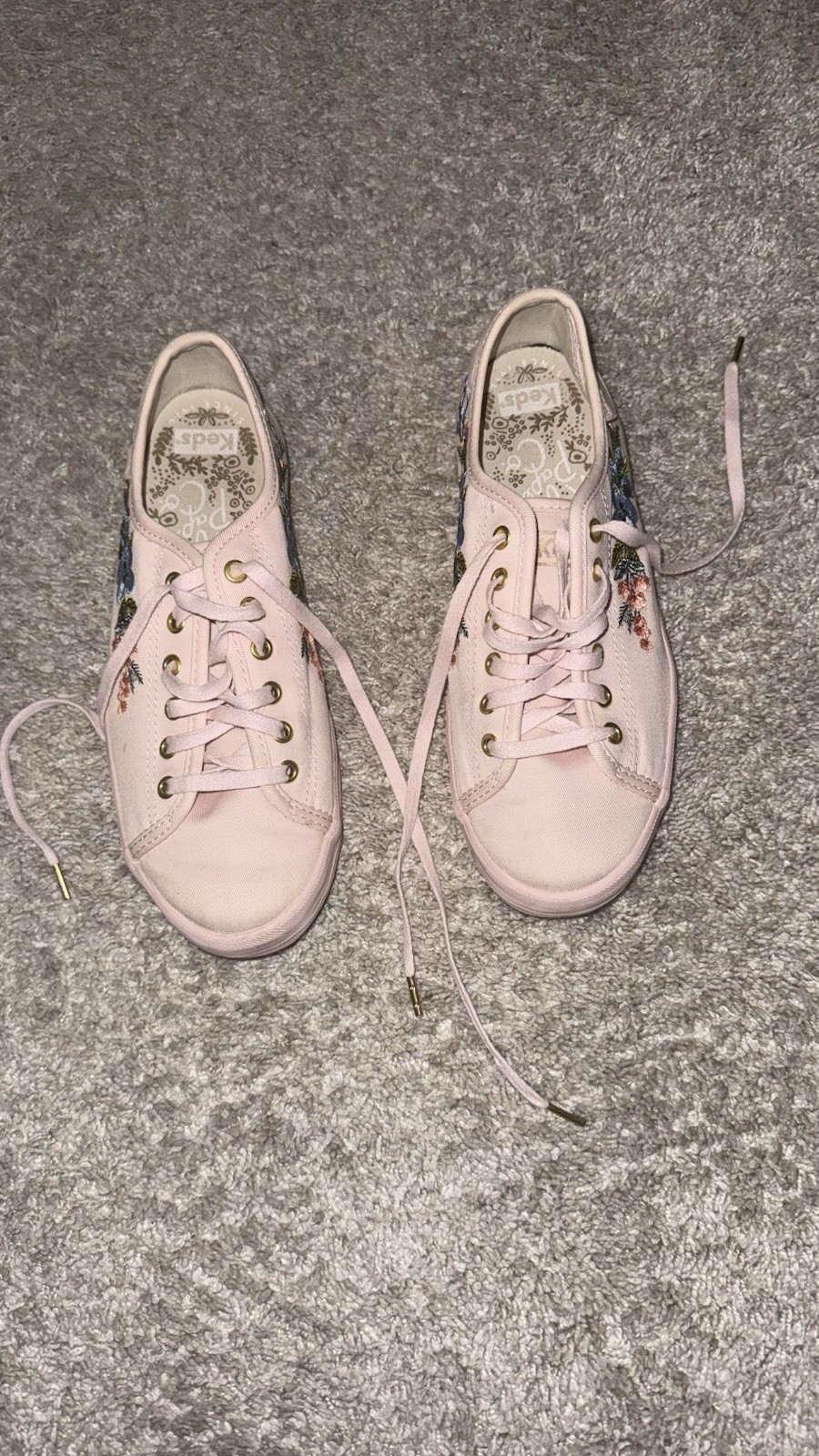 KEDS Rifle Paper Co. Pink Embroidered Blush Sneakers, Women’s Size 7