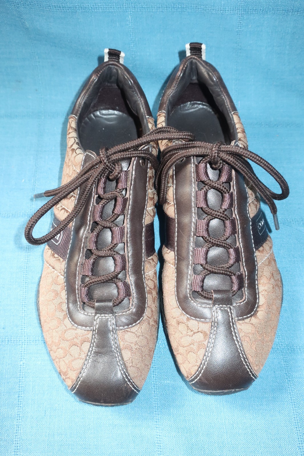 Coach Kelsie Signature C Logo Sneaker Pattern Leather Trim Size 6 Women’s