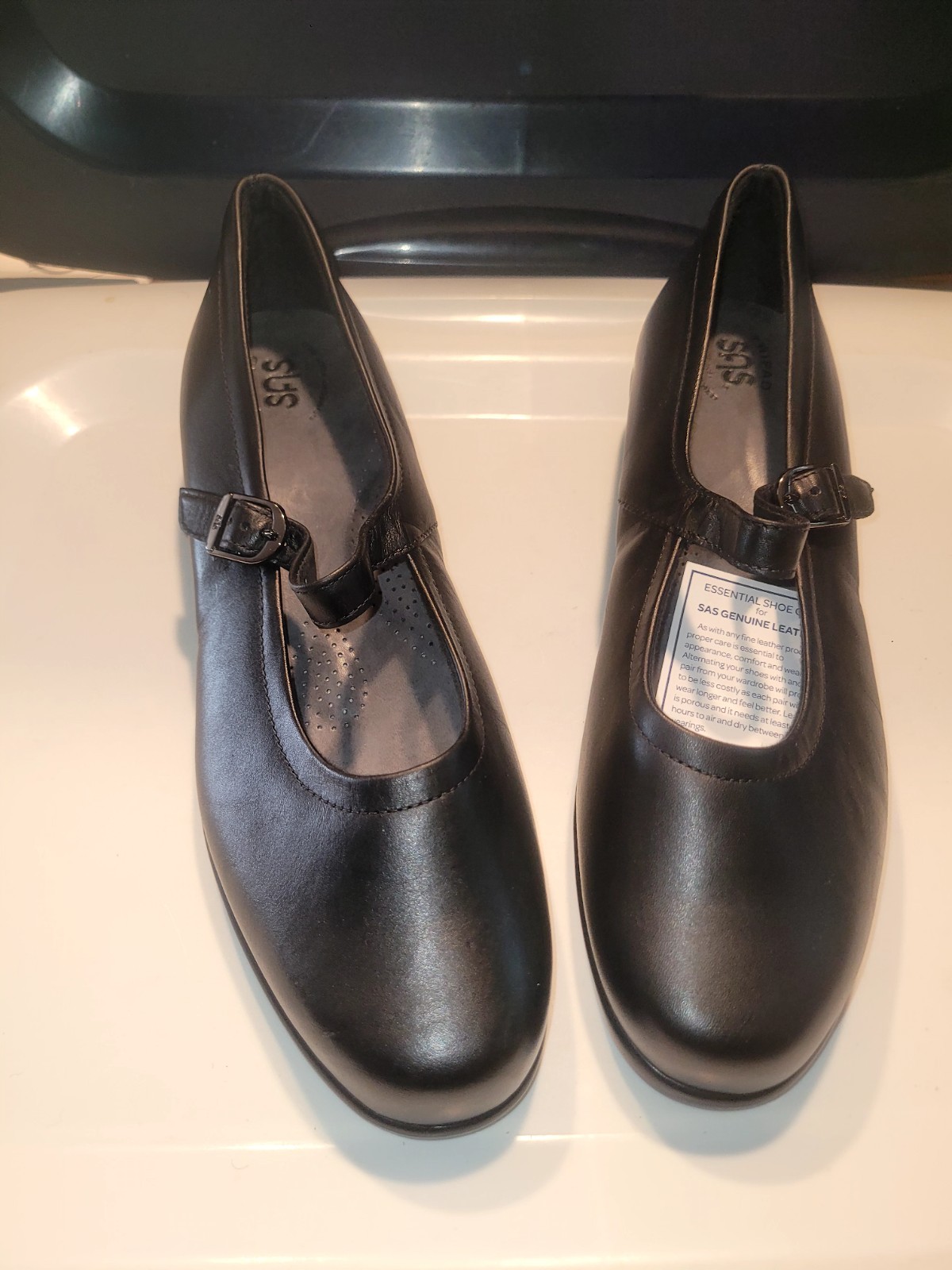SAS Maria Leather Mary Jane Flats Black Tripad Comfort Shoe Women’s 12M