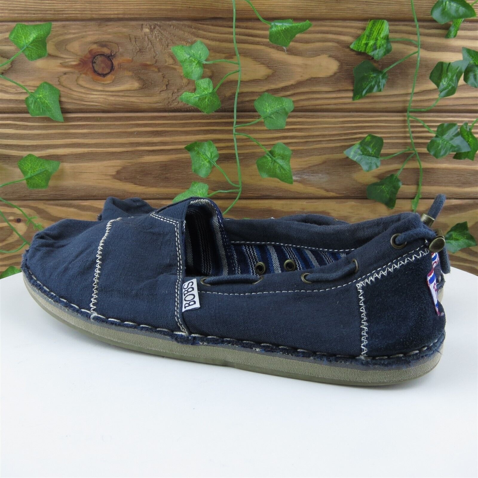 Bobs By Skechers Size 8.5 Slip-On Blue Fabric Medium Drawstring Women