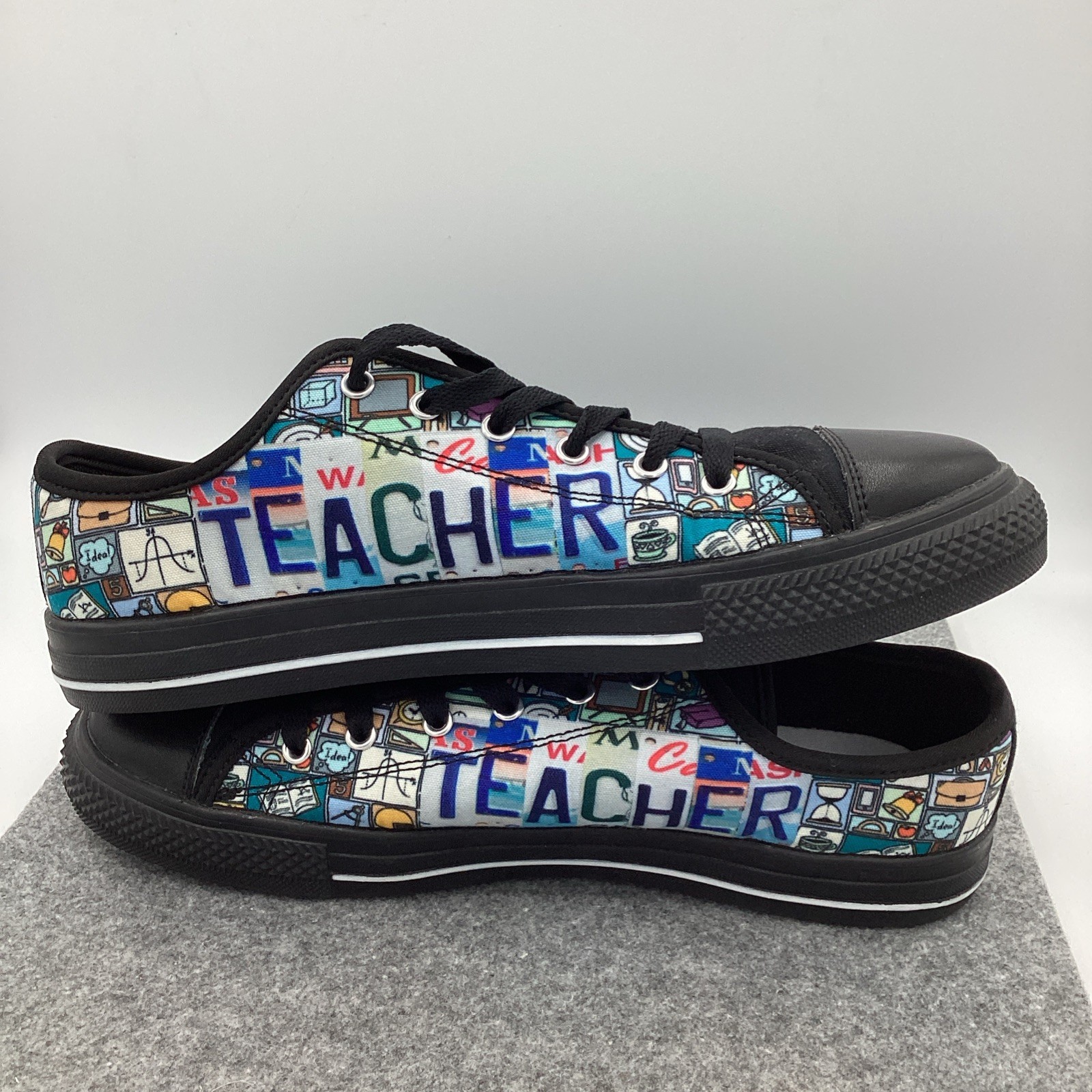 Women’s Teacher Sneakers Classroom Graphic Print Lace-Up Shoes Sz 9