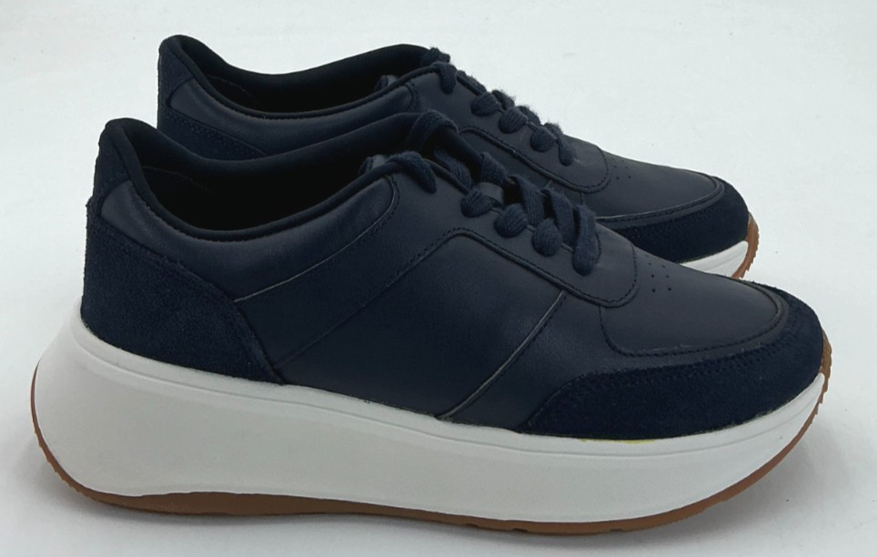 FitFlop F-MODE Flatform Women’s Size 5 Navy Leather Sneakers NWOB