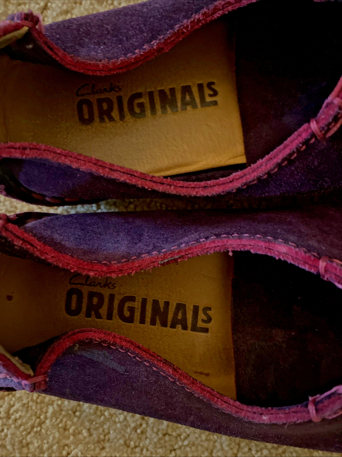 Clarks Faraway Field Shoes Sz 9.5 Purple Suede Lace-Up Casual Crepe Sole