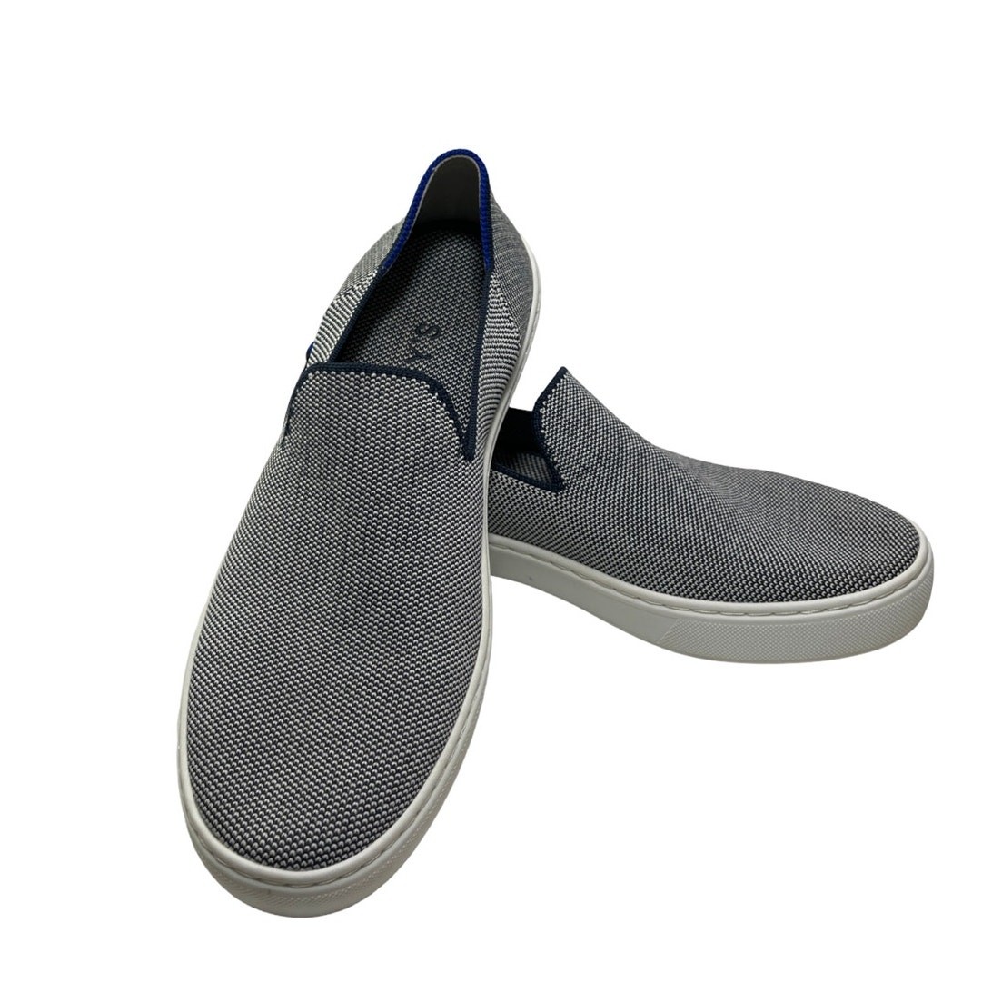 Rothy’s City Slip On Knit Sneakers Navy White Knit Washable Sustainable Size 8
