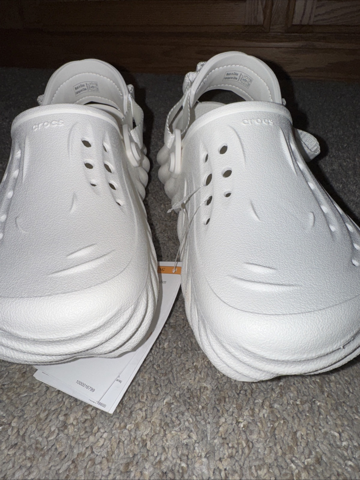 Platform Crocs Echo Clog White Womens 7 Mens Sz 5 Mules 207937 Tags Cloth Strap
