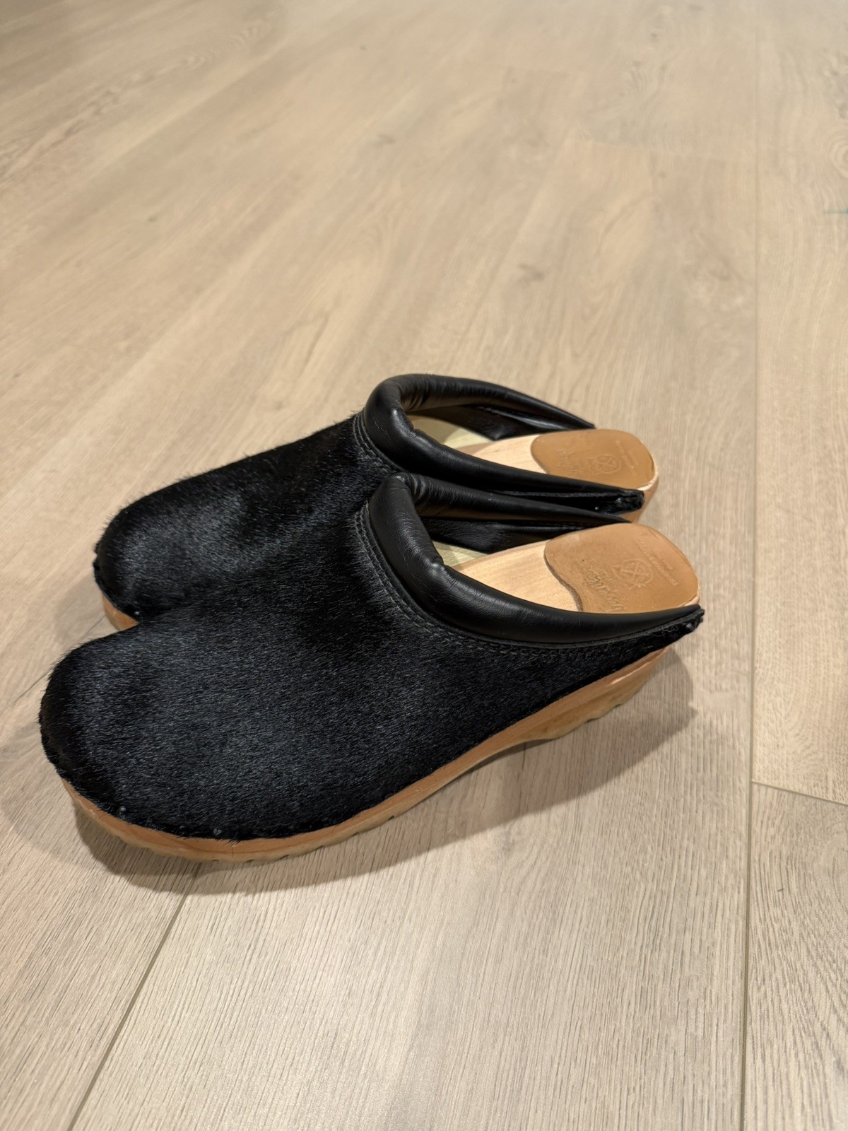 Troentorp clogs black pony hair Rembrandt Swedish Size 39 W9 M6