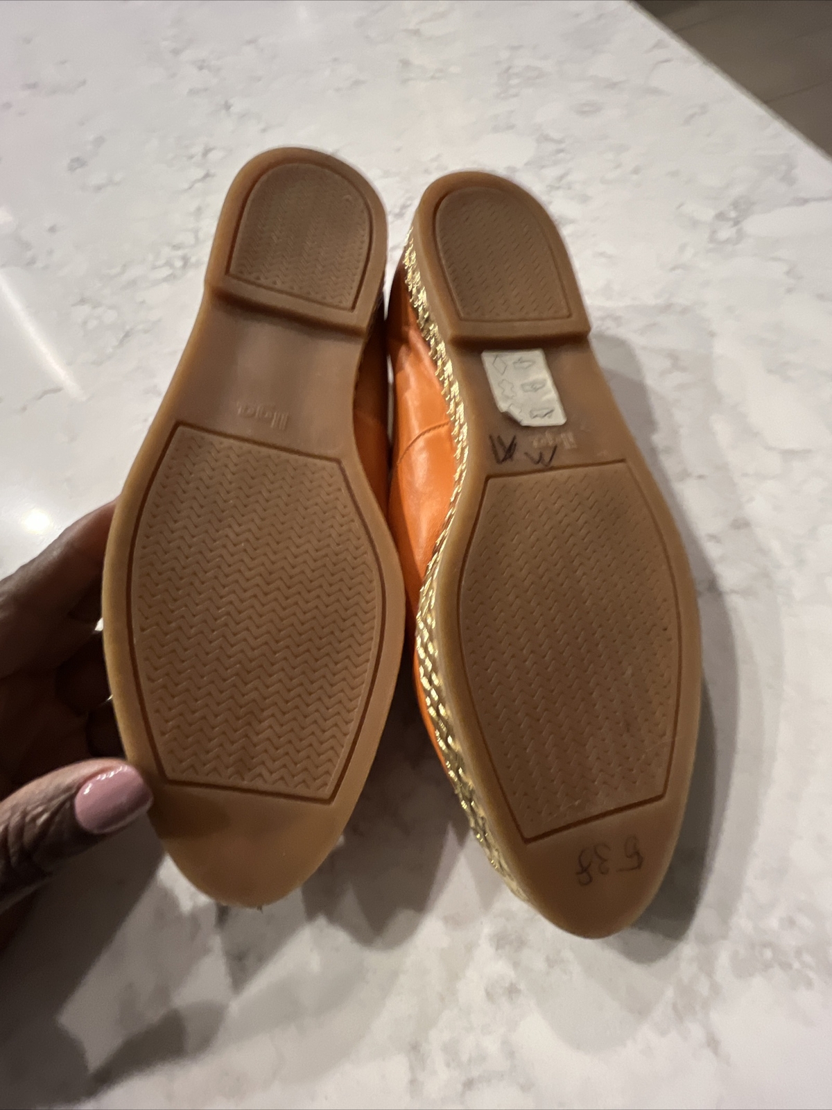 VINTAGE BALLY JALLUT Orange Leather Gold Trim Flats Sneakers Sz 6 M