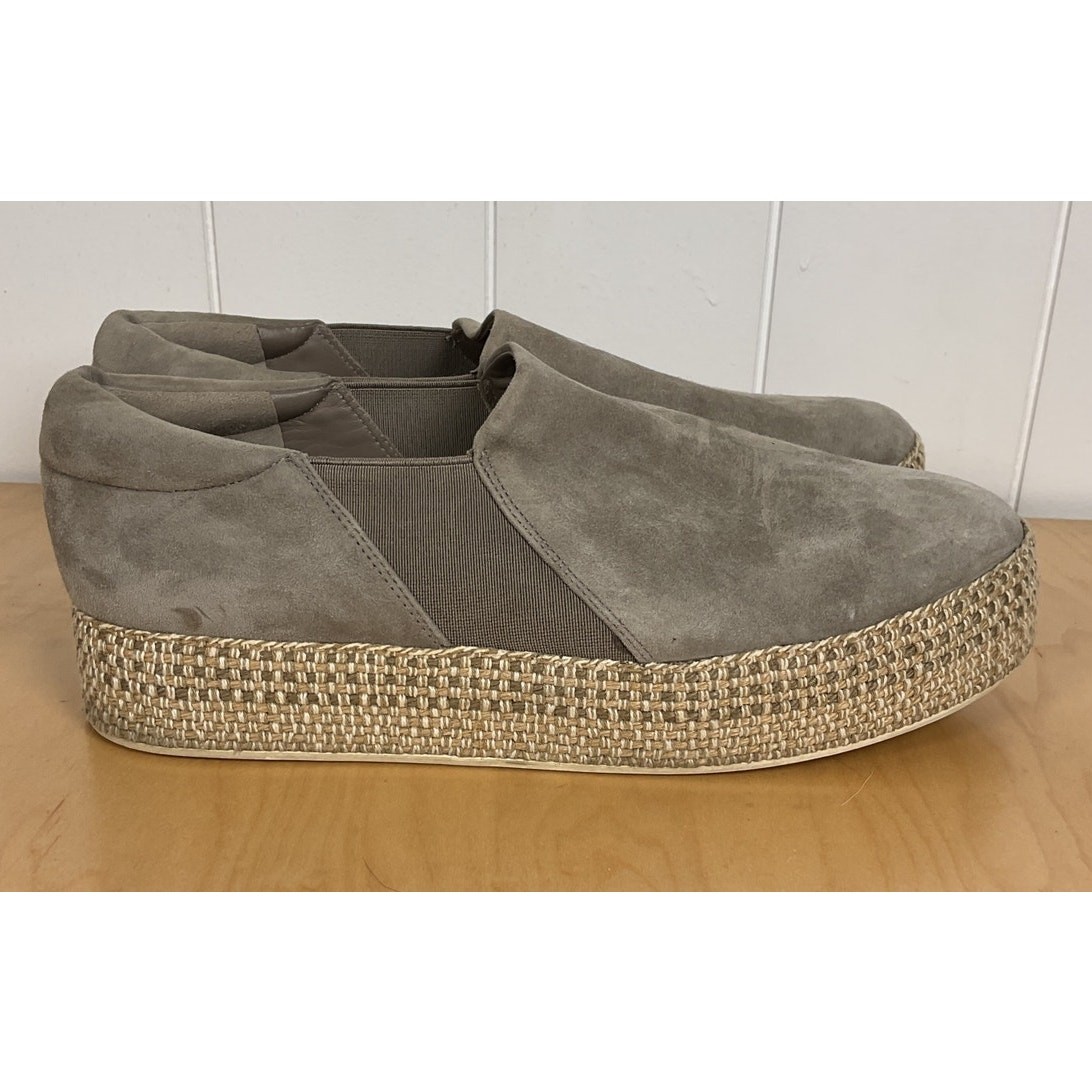 Vince Women’s Wilden Suede Espadrille Dove Gray Slip On Sneaker Platform 9 1/2